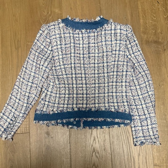 Veronica Beard Multicolor Tweed Blazer with Blue Trim - Picture 10 of 11